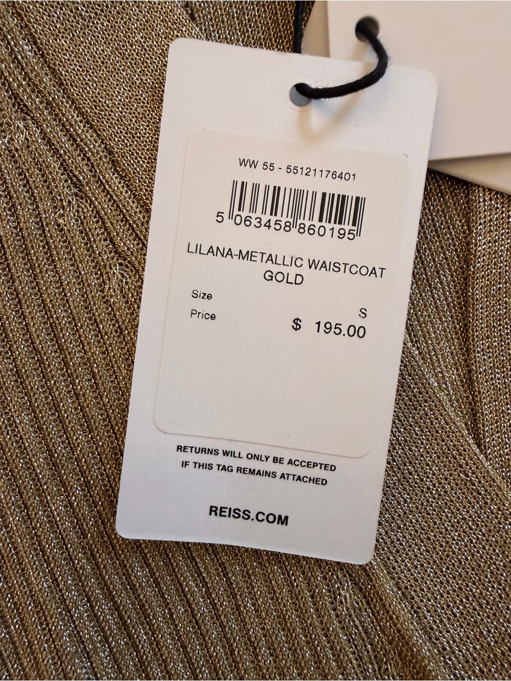 Reiss Lilana
Metallic Rib-Knit Waistcoat in Gold - Picture 10 of 10